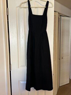 21 Saints - Black - Square neck Basque Waist Midi Dress - XS